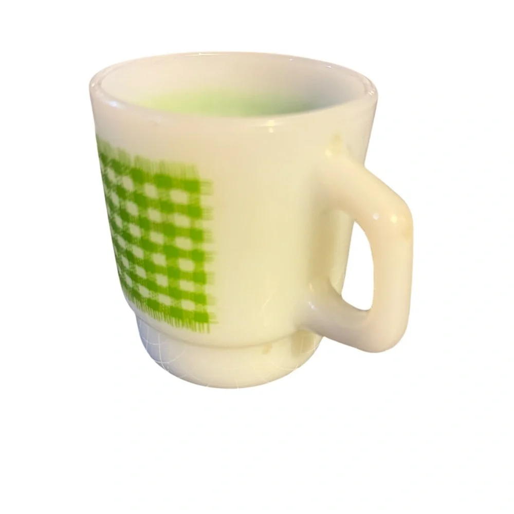 Vintage Anchor Hocking Fire-King Green Checkered Mug
